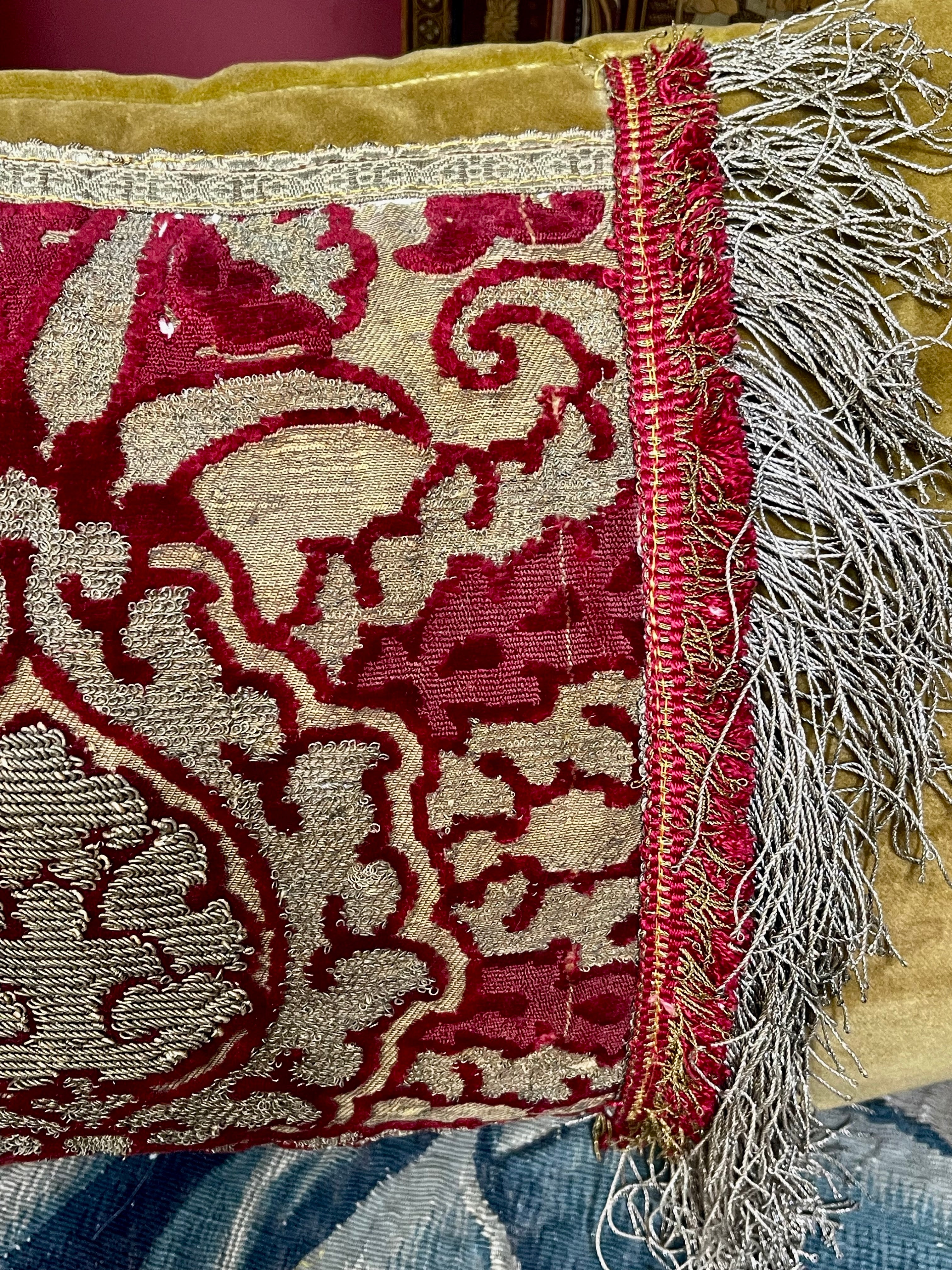 Antique Pillow 16th Century Venetian Pomegranate Panel