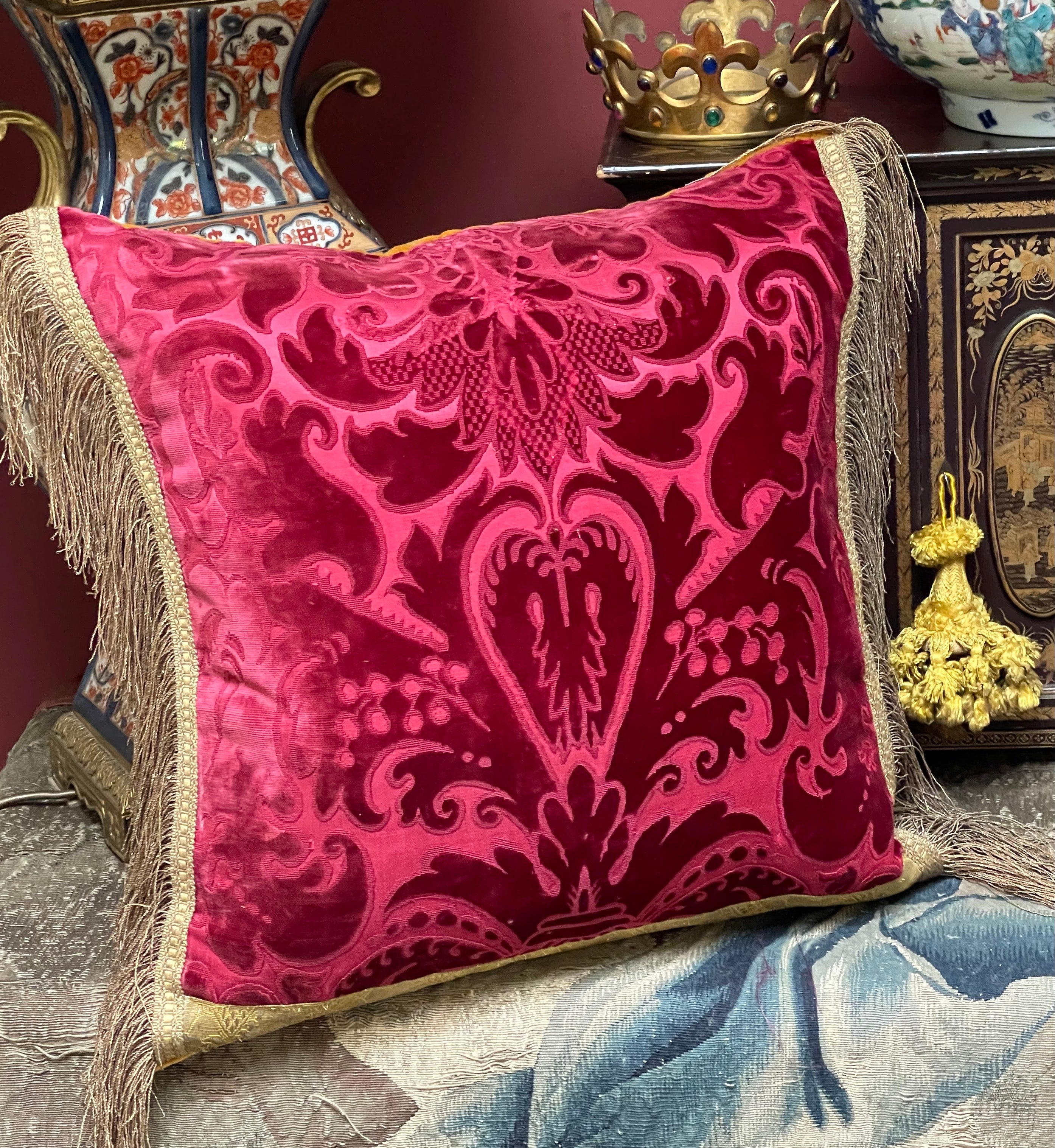 Antique Venetian Silk Velvet Cushion