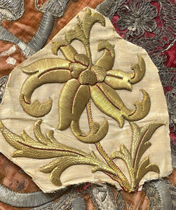 Gold Metallic Embroidered Flower Applique