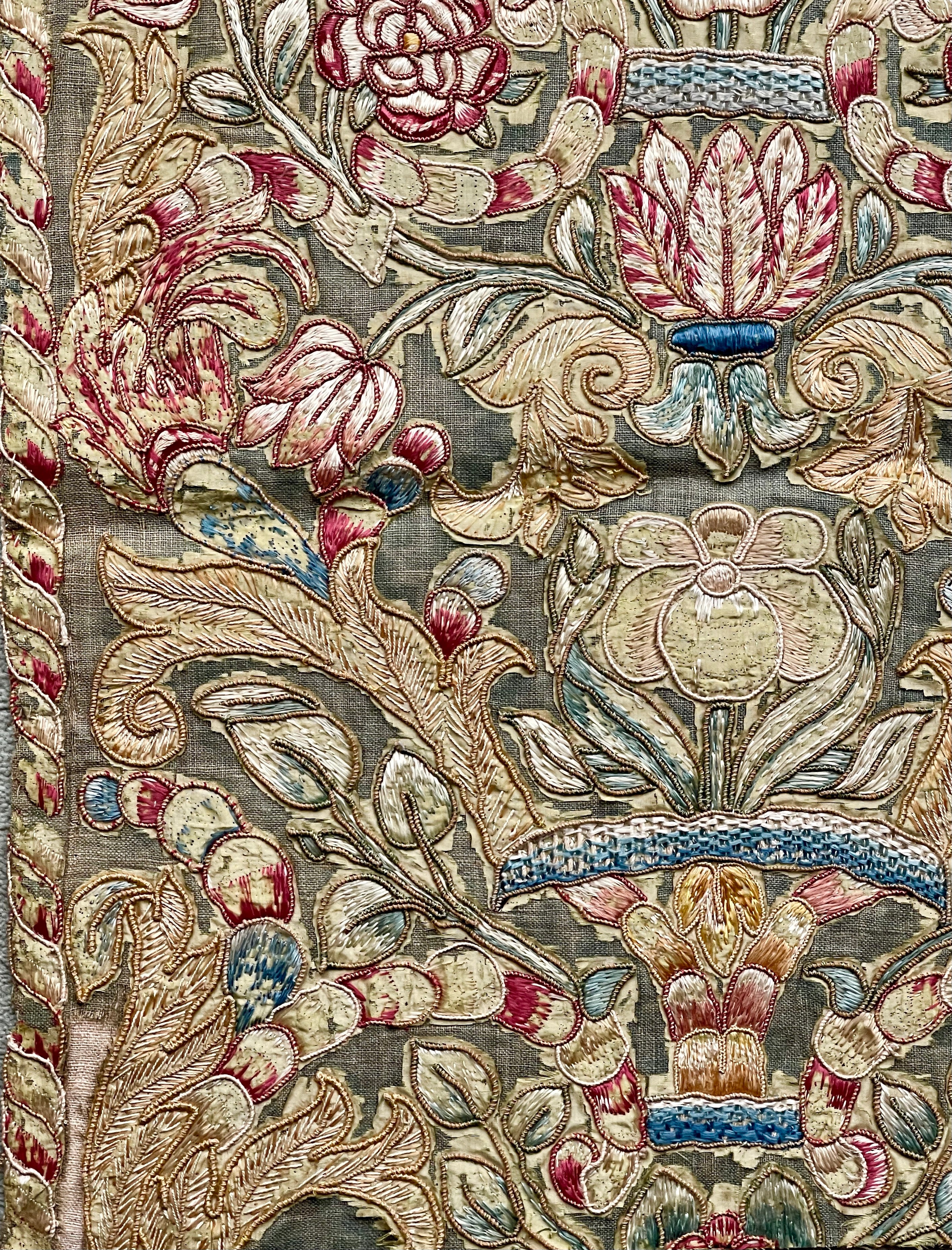 ON HOLD FOR SC  17th Century Italian Embroidered Panel