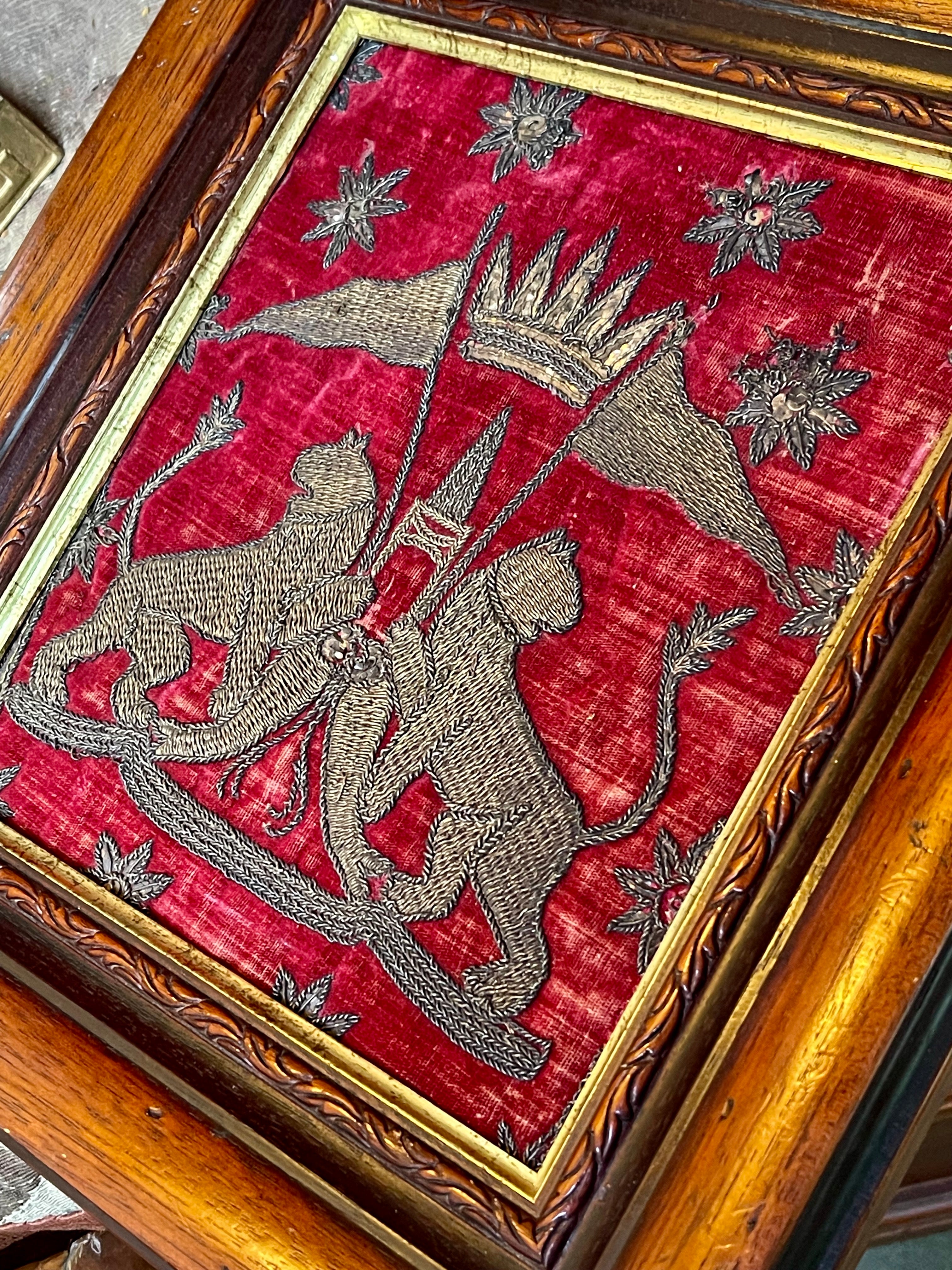 Metallic Embroidered Coat of Arms Circa 1700