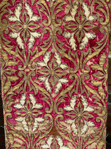 17th Century Venetian Baroque Silk Velvet Appliqued Panel