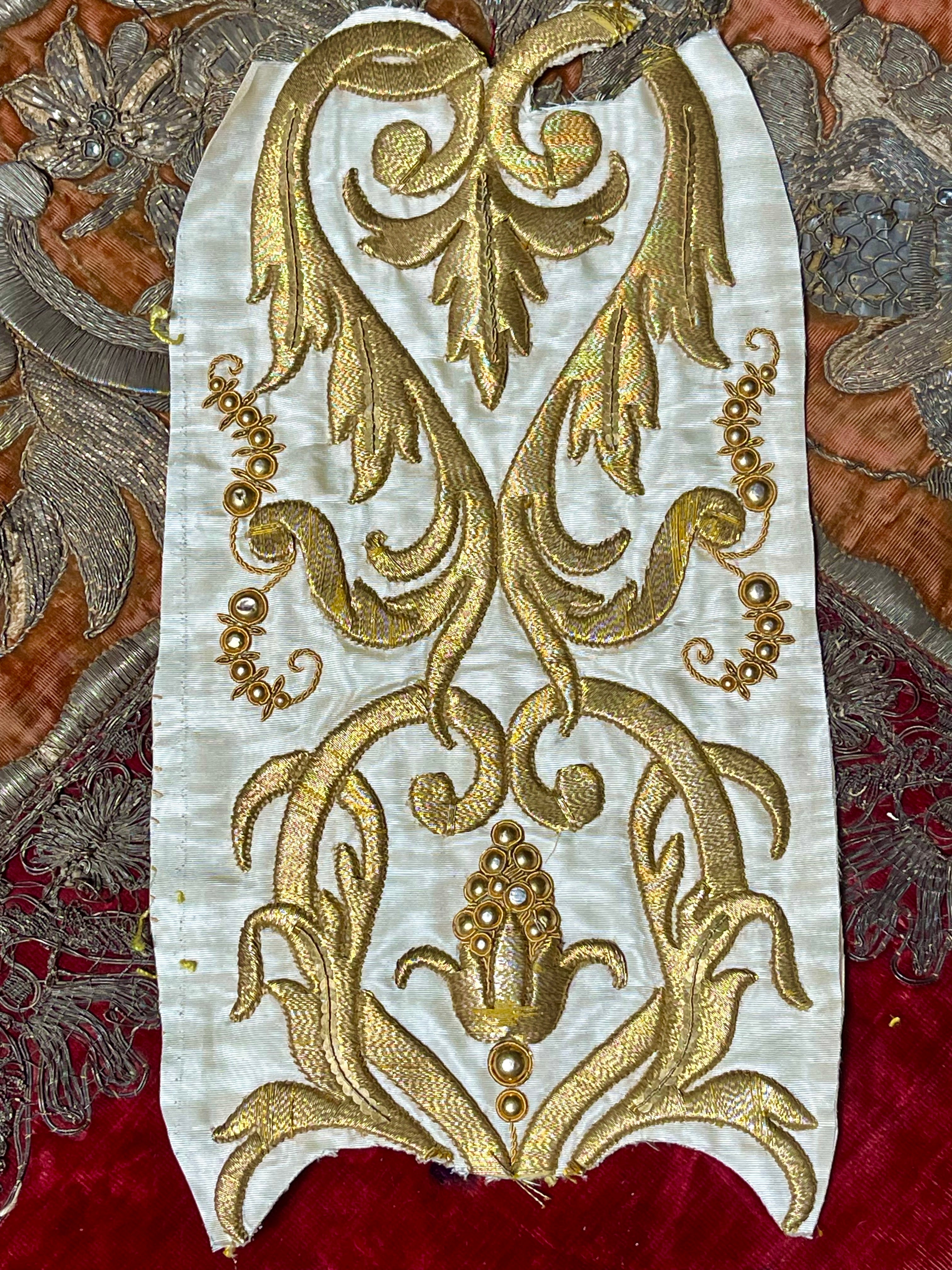 Antique Gold Metallic Embroidery Panel