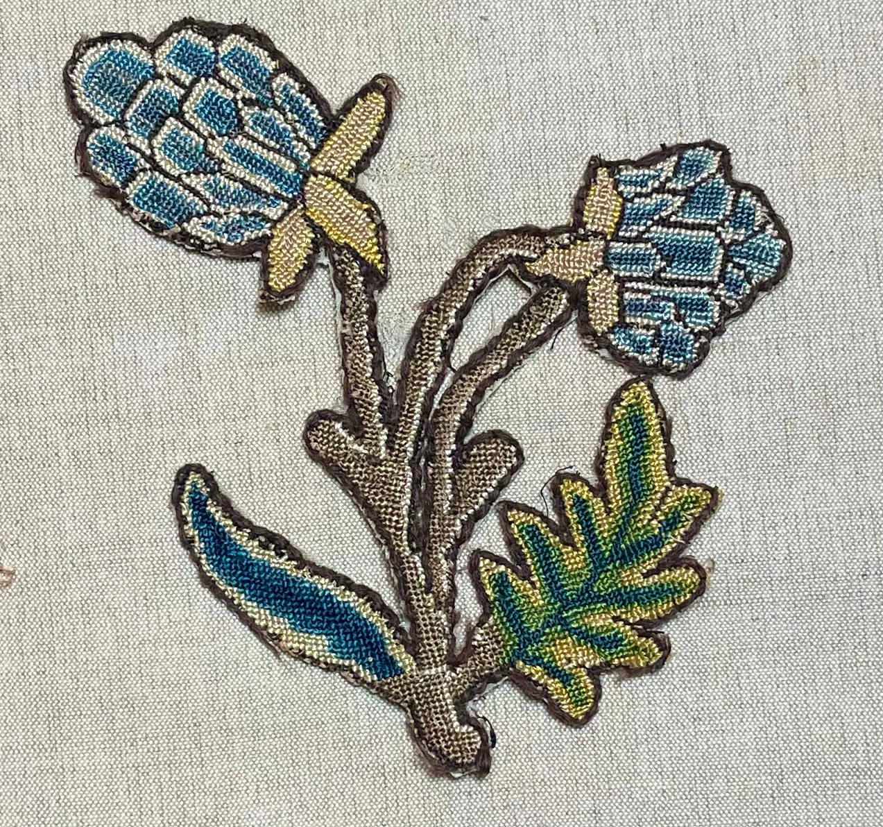 17th Century Jacobean Needlework Slip Artichoke