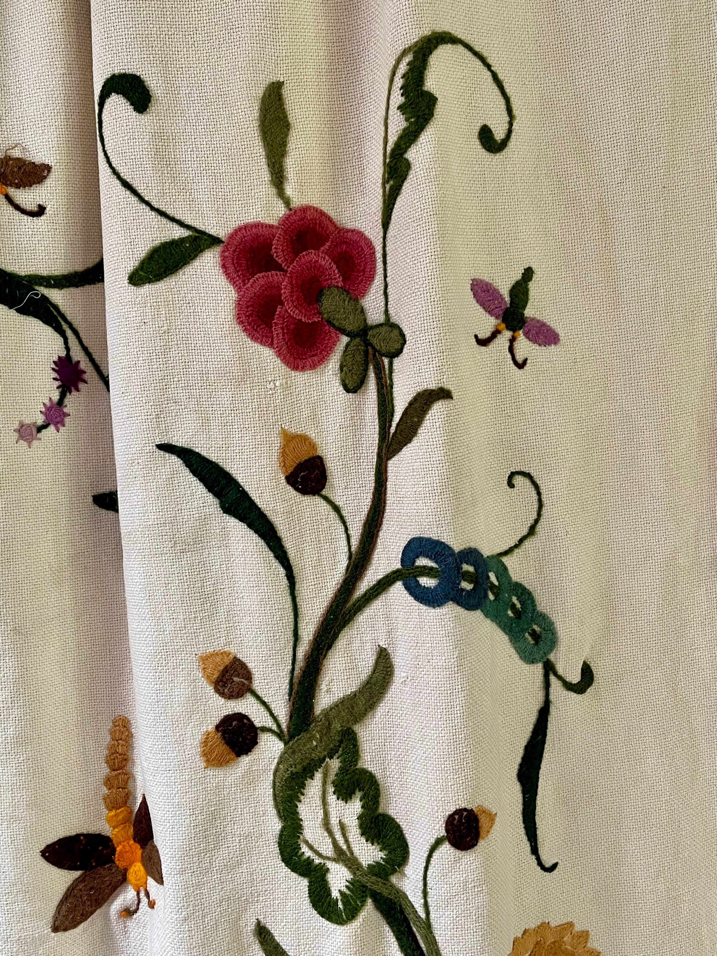 Crewelwork Tree of Life Panel Circa 1950