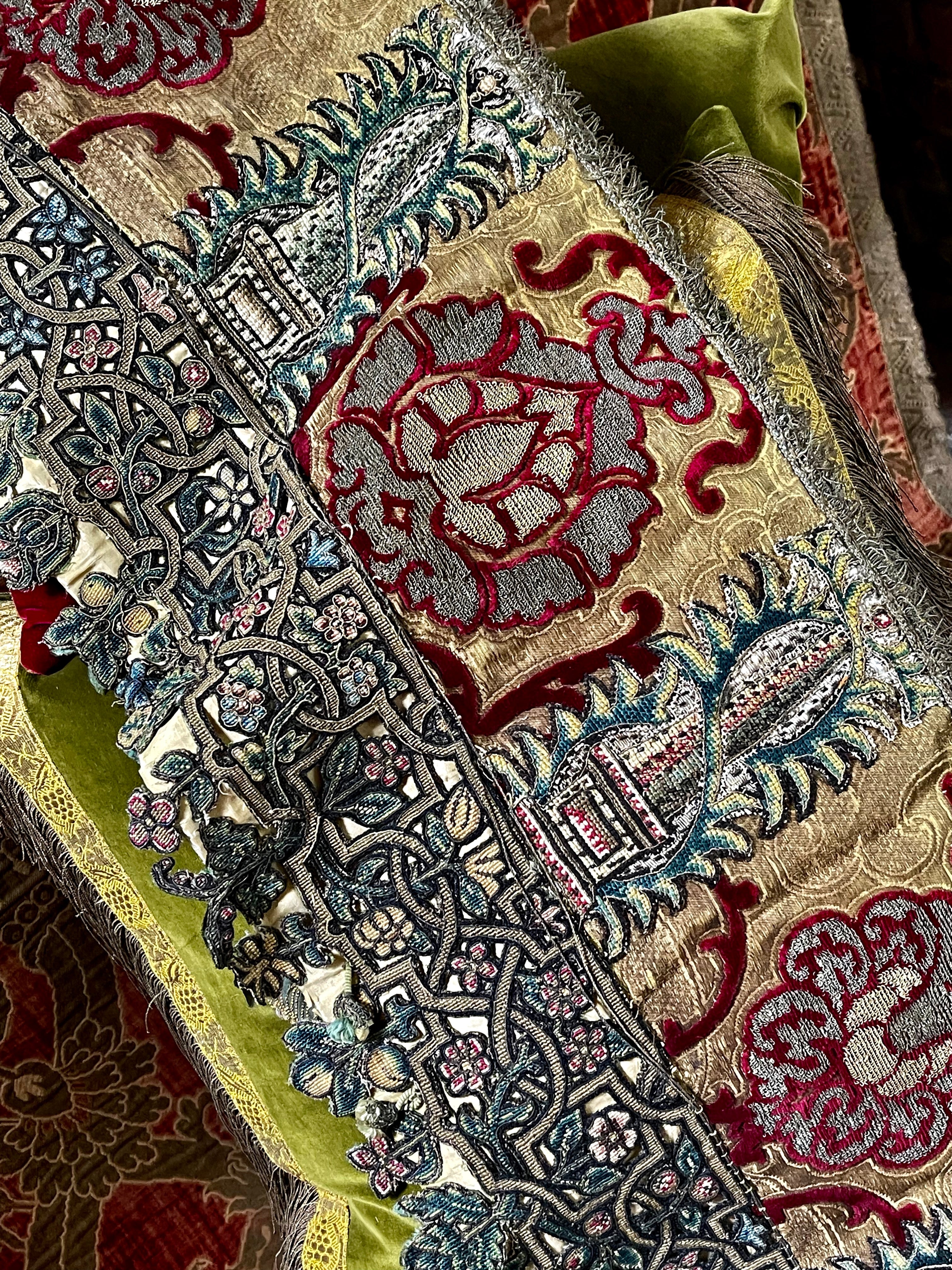 16th Century Valance Renaissance Silk Velvet Pomegranates