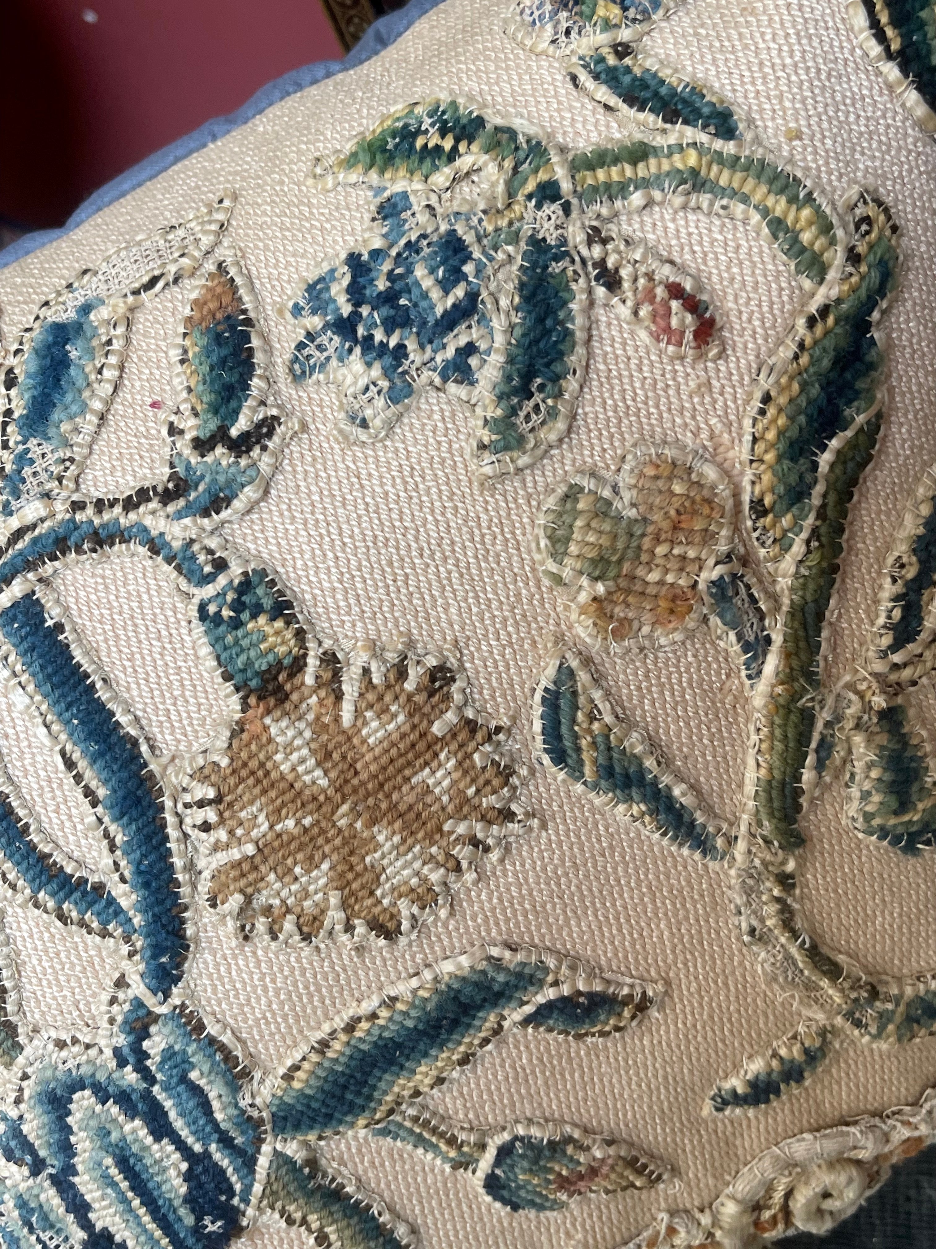 18th Century Crewelwork Cushions PAIR