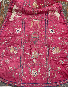 18th Century Indo Portugese Embroidered Silk Chasuble Front