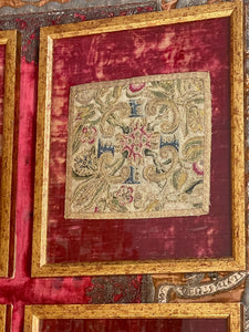17th Century English Needlework Panels Set of 4