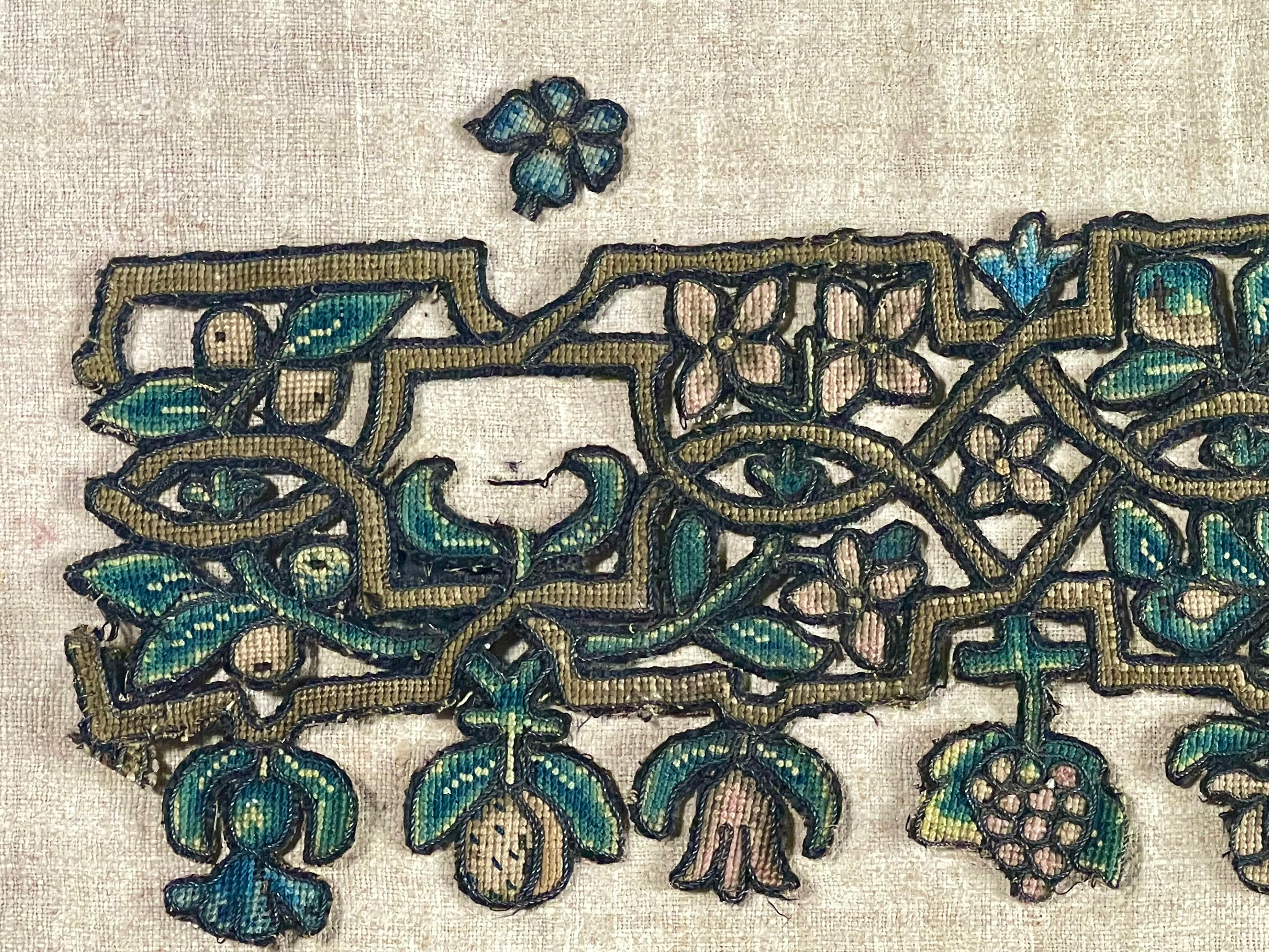 Elizabethan Needlework Panel Fruit Flowers