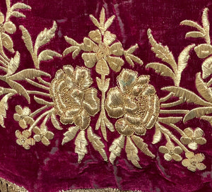 Antique Ottoman Gold Embroidered Silk Velvet Panel