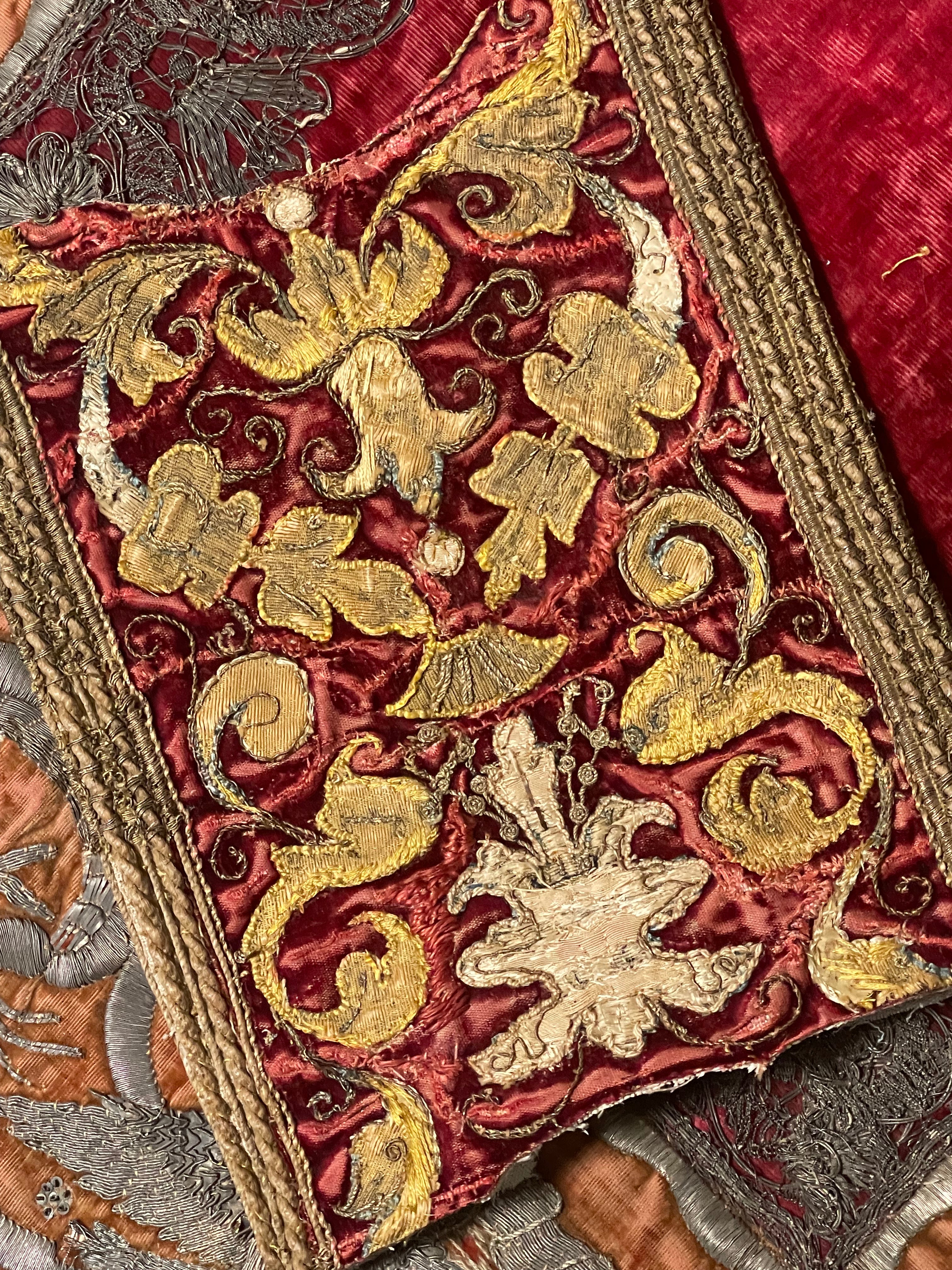 17th Century Embroidery Silk Velvet Metallic Threads