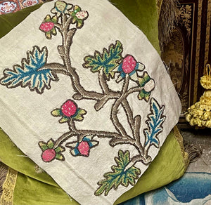 17th Century Needlework Slip  Pomegranates