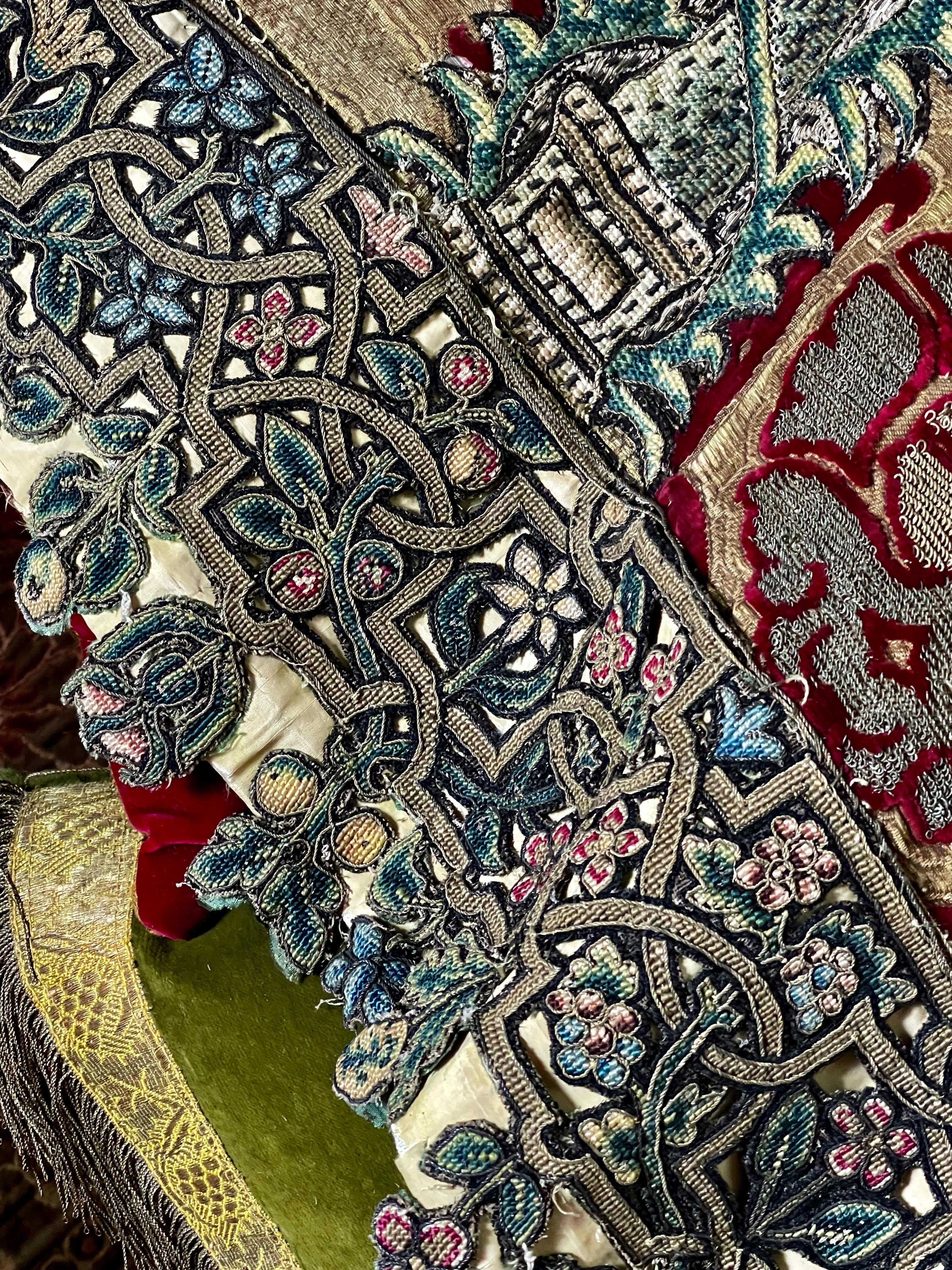 16th Century Valance Renaissance Silk Velvet Pomegranates