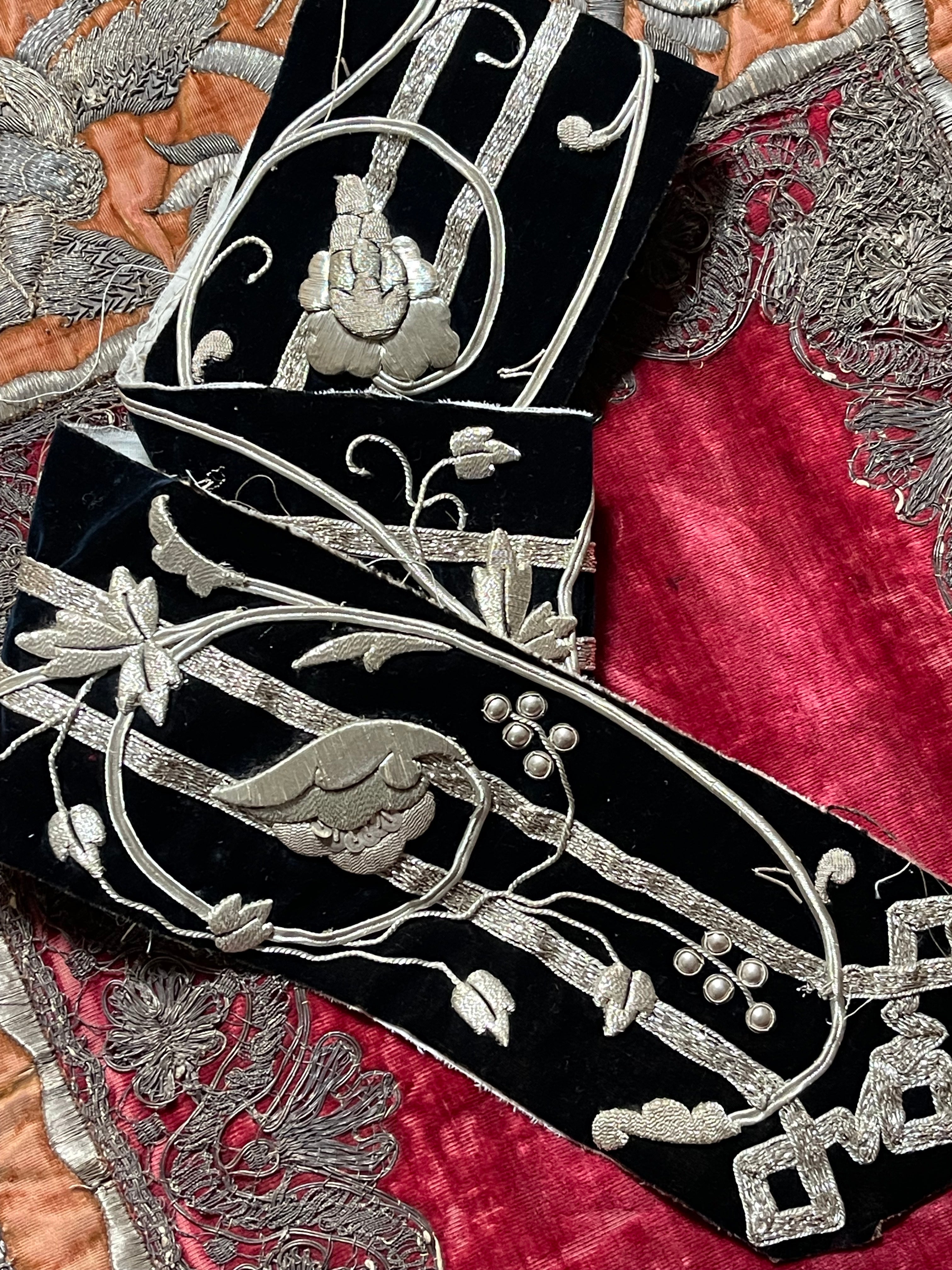 Antique Silver Metallic Embroidered Panel