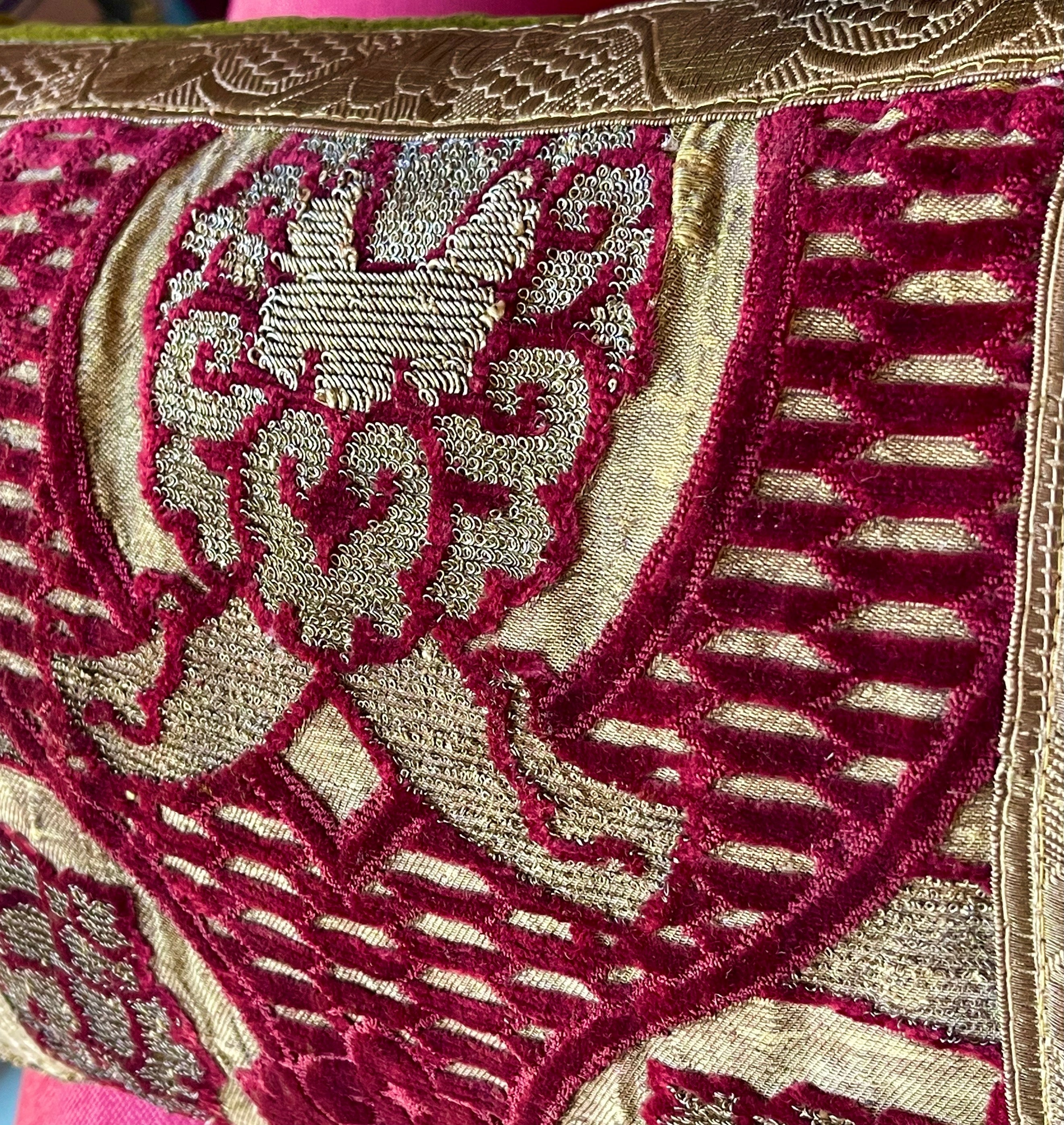 Antique Pillow 16th Century Venetian Pomegranate Panel