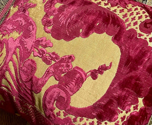 Antique Pillow Cisele Cut Velvet 17th Century Antique Renaissance Textile Venetian Cushion