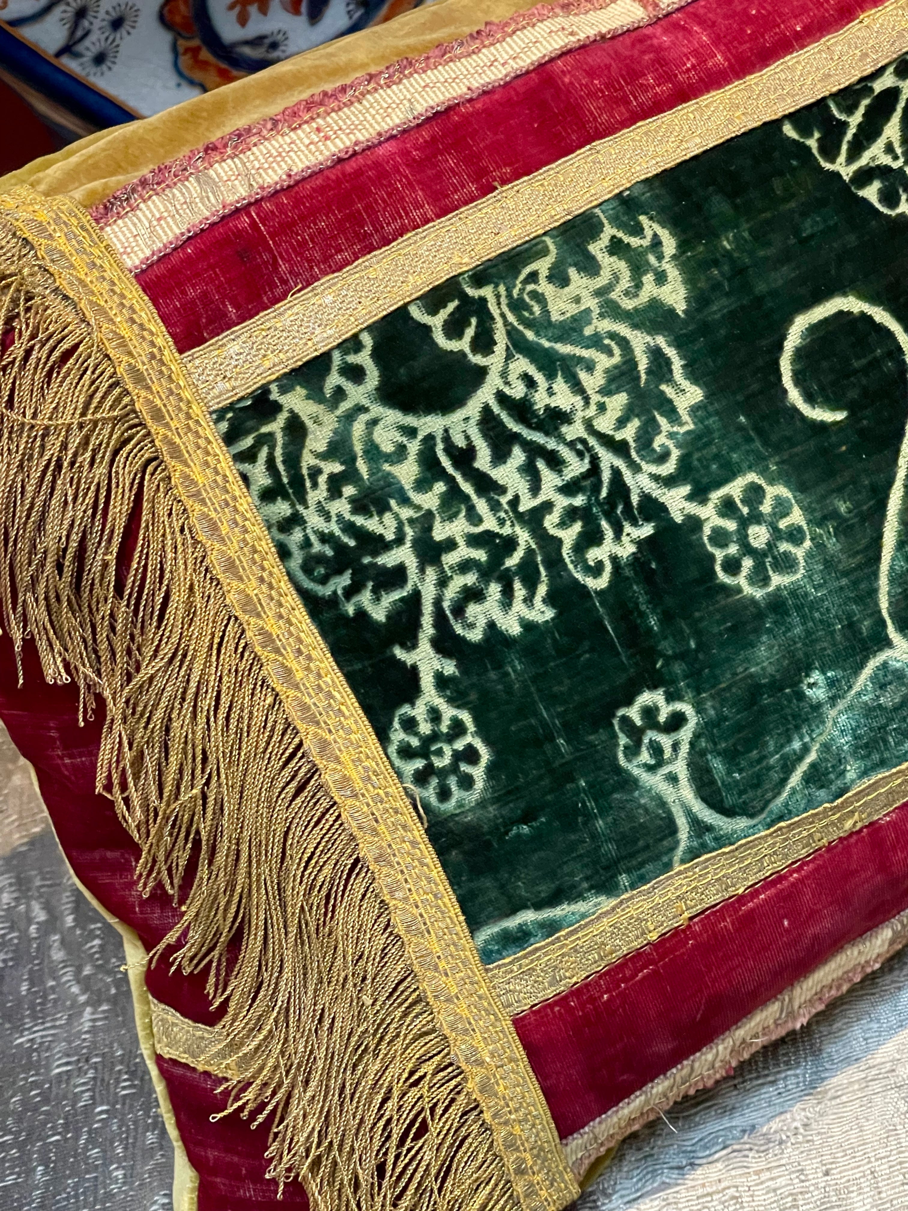 Antique Pillow 15th Century Ferronerie Velvet