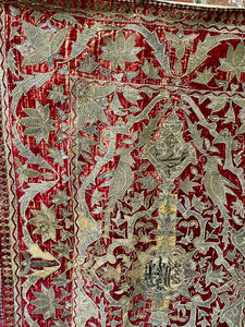 18th Century Persian Silk Velvet Metal Thread Panel