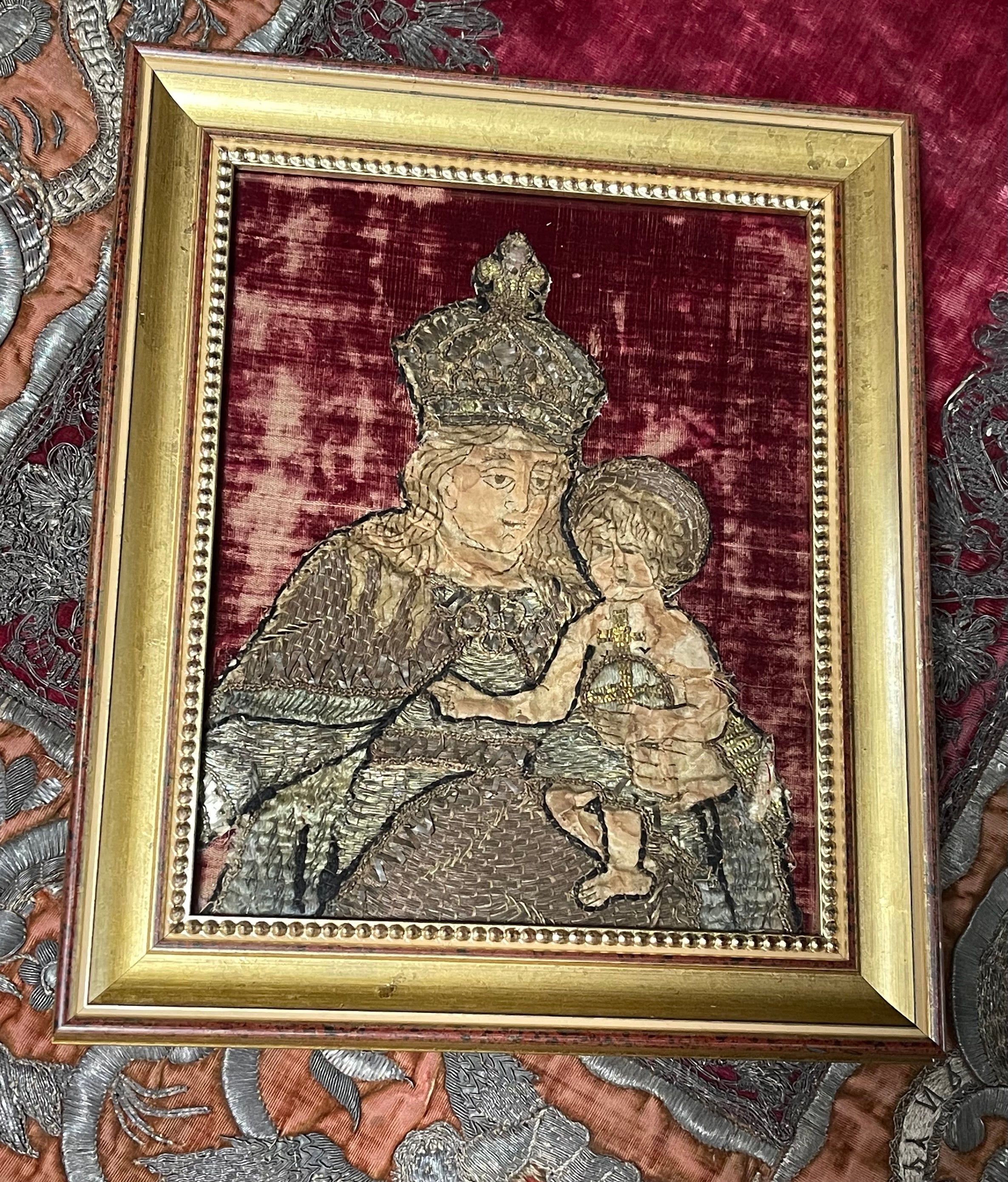 Early 17th Century Needlework Virgin and Child