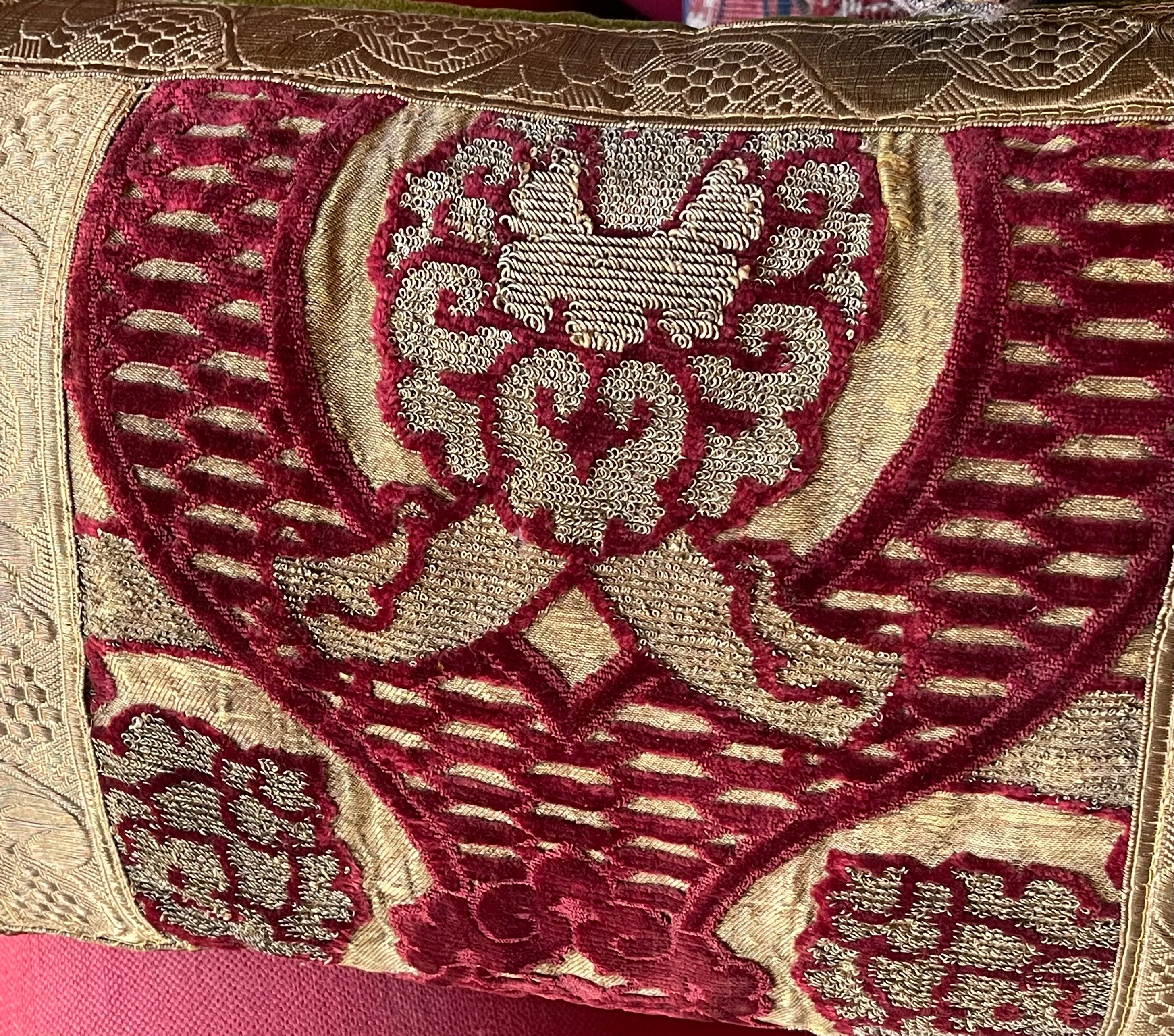 Antique Pillow 16th Century Venetian Pomegranate Panel