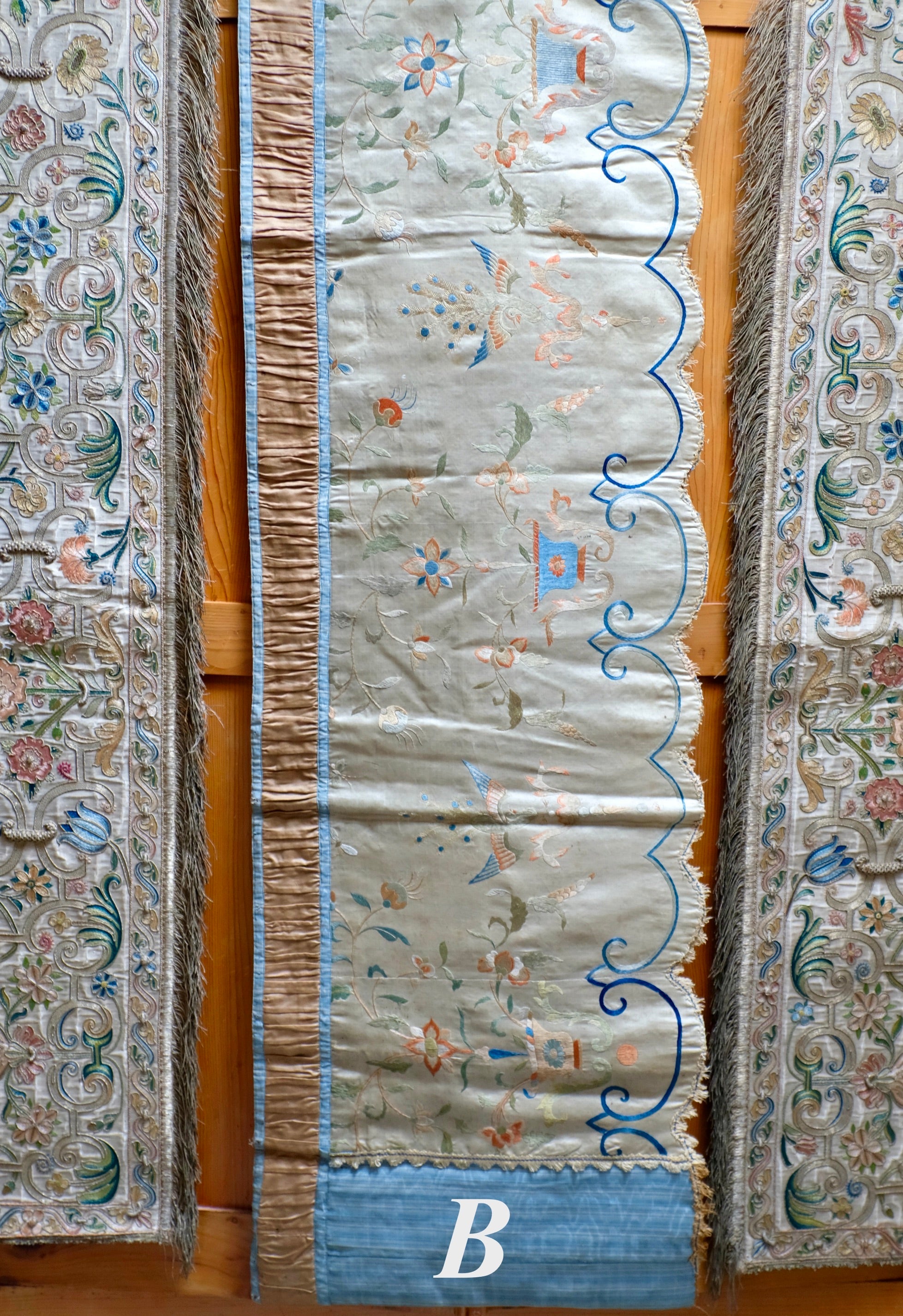 18th Century Chinese Embroidery Valance Canton Macao