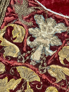 Circa 1620 Italian Embroidered Silk Velvet