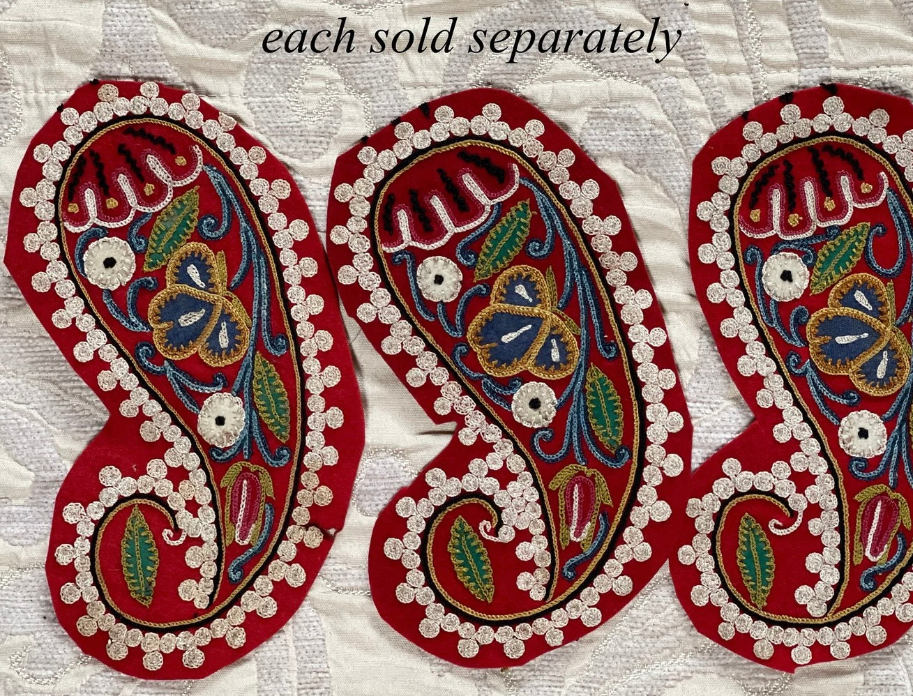 Antique Ottoman Rasht Embroidery Boteh Applique