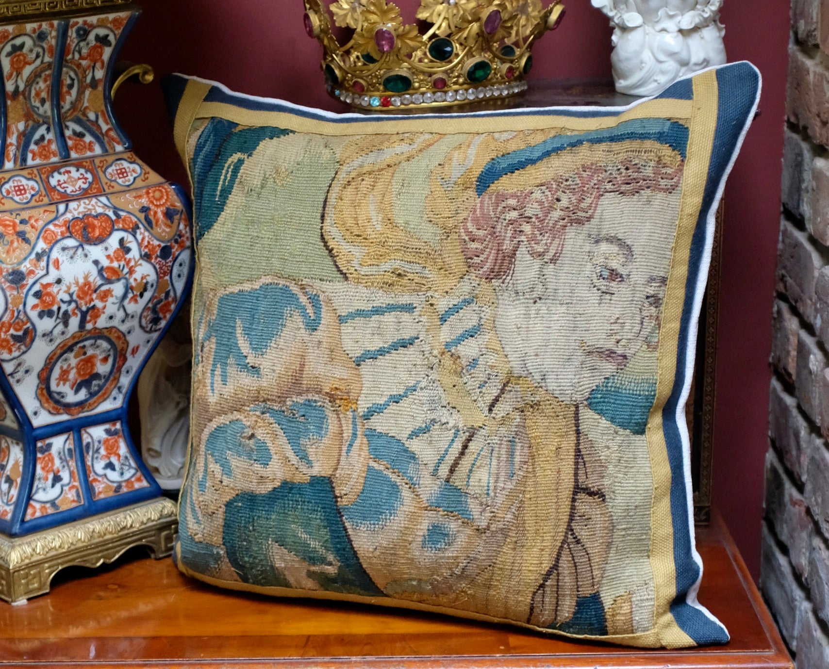 Antique Aubusson Tapestry Pillow