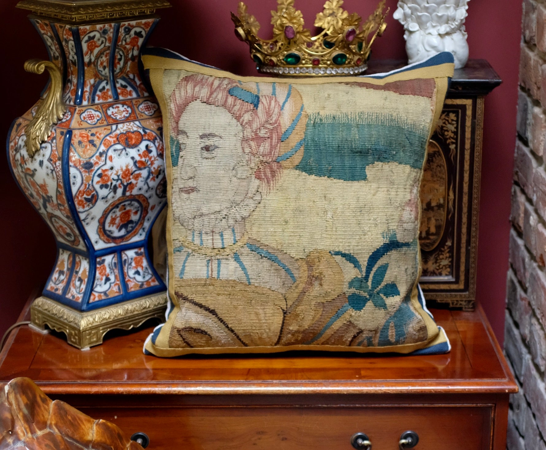 Antique Aubusson Tapestry Pillow