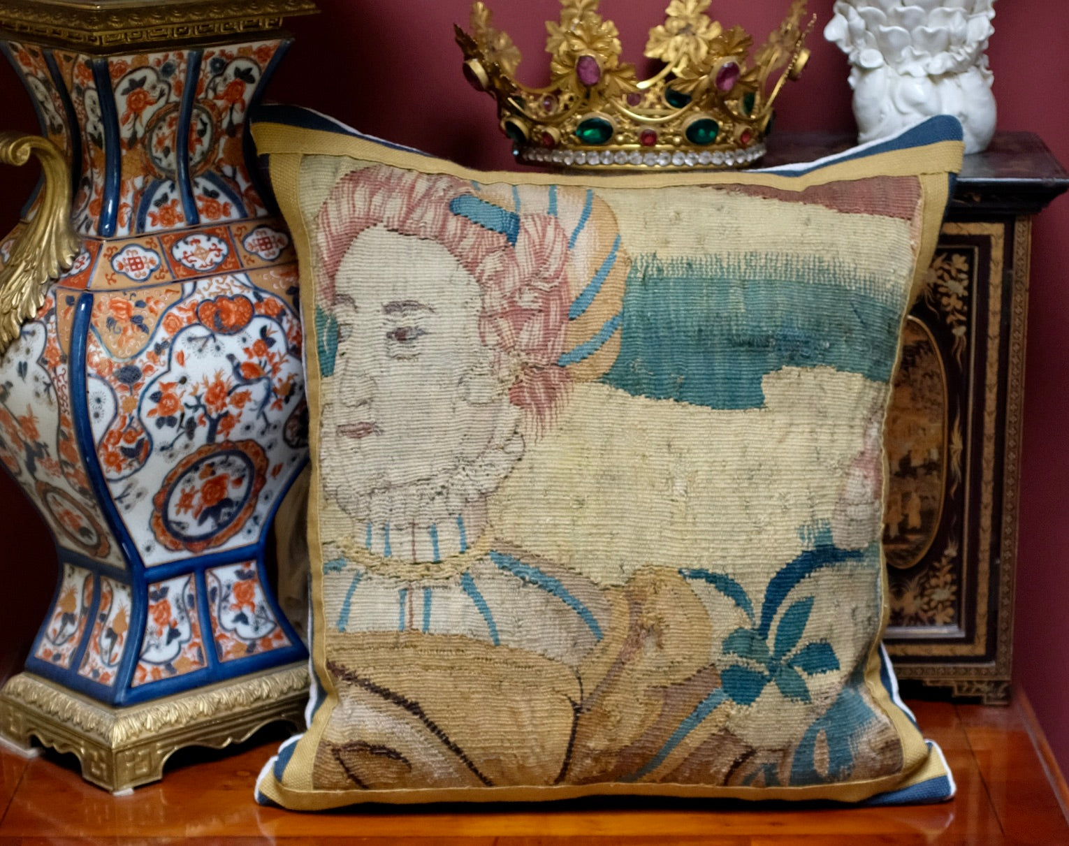 Antique Aubusson Tapestry Pillow