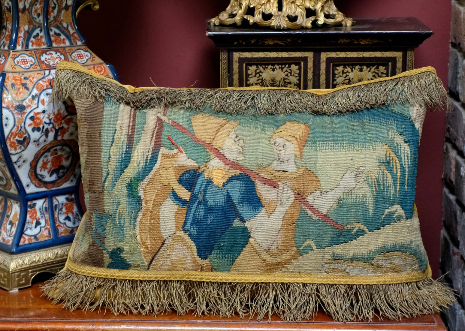 RESERVED FOR S   Antique Cushion 17th Century Aubusson Tapestry