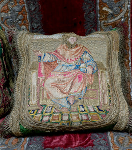 Antique Pillow 16th Century Ecclesiastical Embroidery