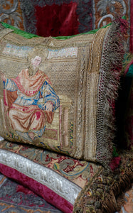 Antique Pillow 16th Century Ecclesiastical Embroidery