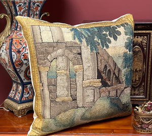 Antique Pillow  17th Century Aubusson Tapestry