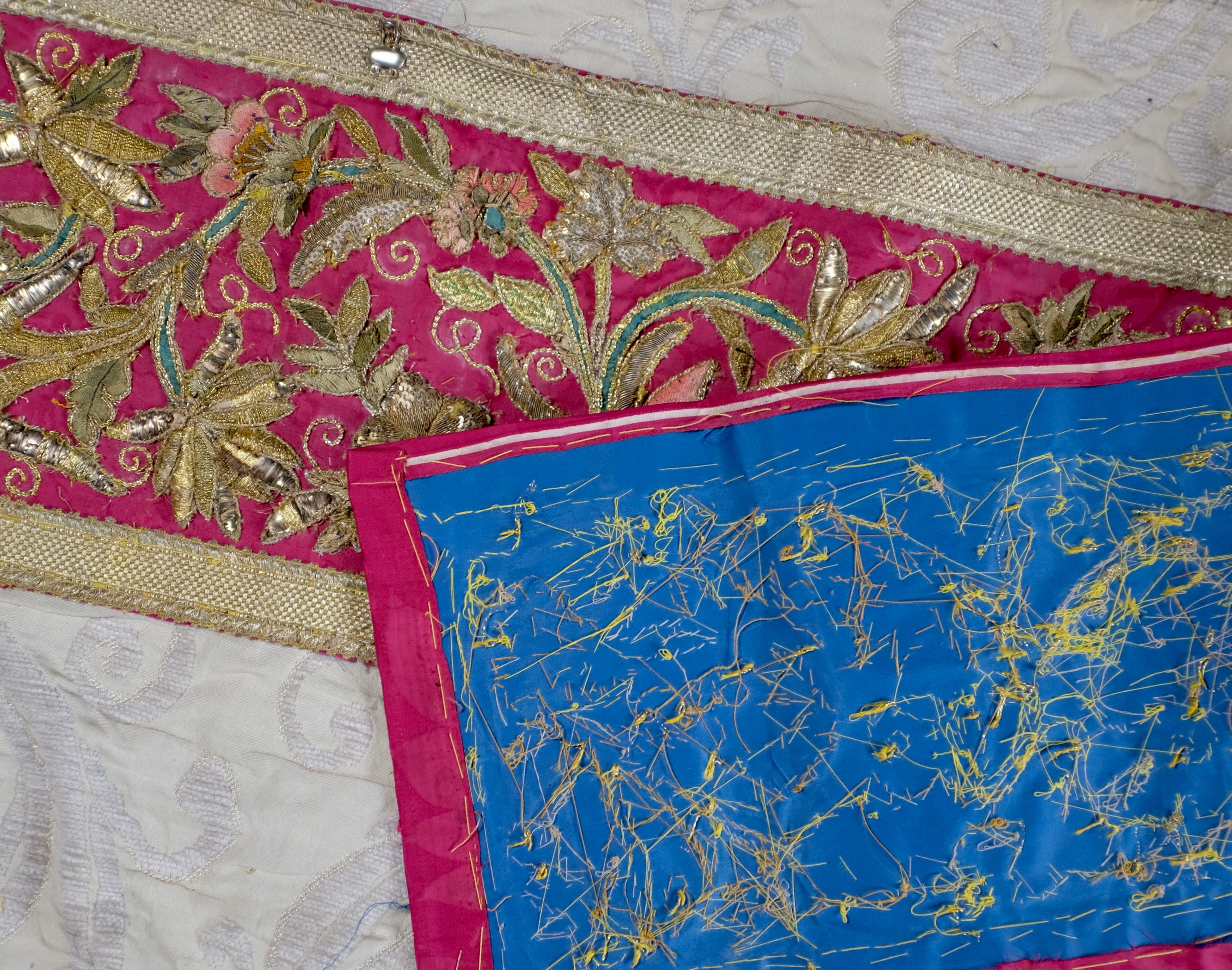 18th Century Embroidered Panel Silk and Metallic Needlework