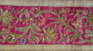 18th Century Embroidered Panel Silk and Metallic Needlework