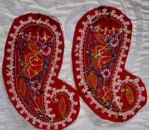 Antique Ottoman Rasht Embroidery Boteh Applique