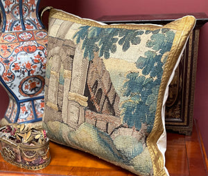 Antique Pillow  17th Century Aubusson Tapestry