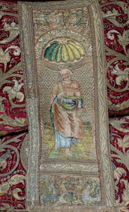 16th Century Embroidery Orphrey Panel Saint