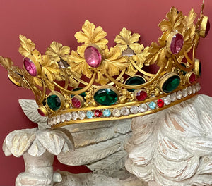 Antique Santos Crown French Jeweled Ormolu