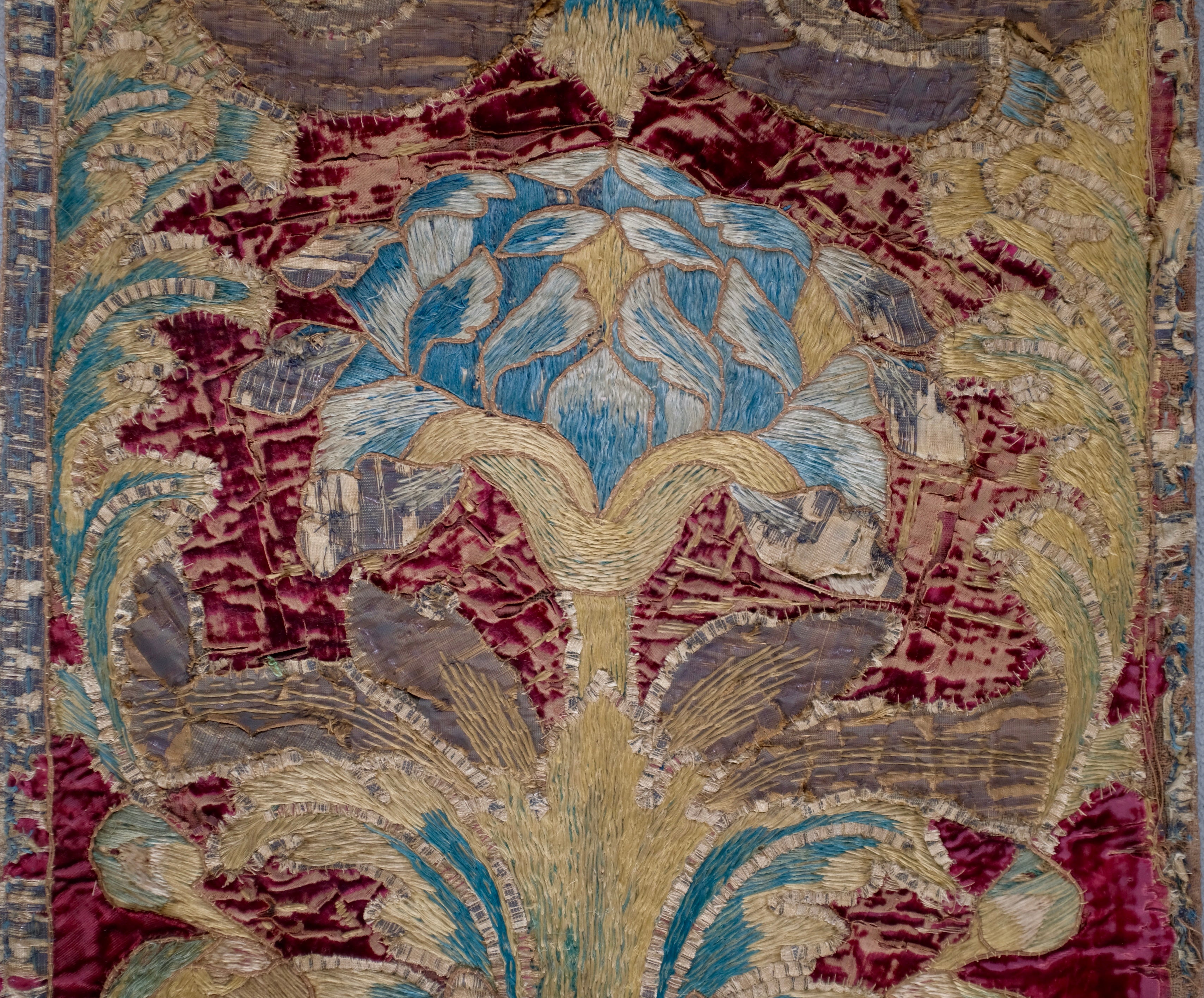 16th Century Embroidery Renaissance Velvet Textile Parrots  Birds