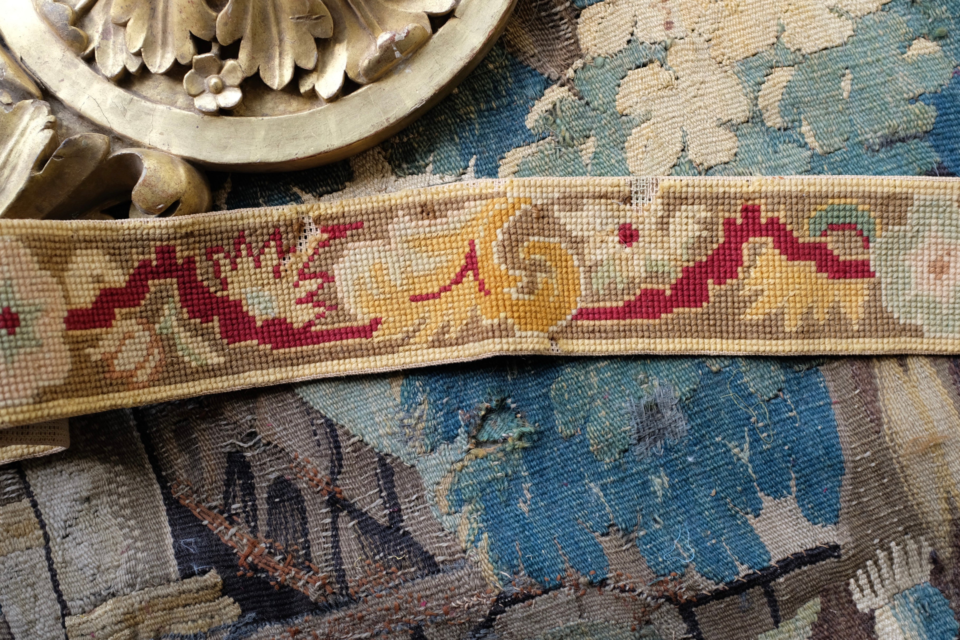 Victorian Tapestry Border Panel Antique English Textiles