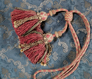 ONE Double Tassel Curtain Tie Back Antique French Silk Passementerie