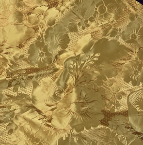 Antique Fabric French Lyon Silk Damask   Yellow