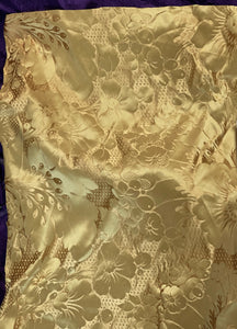 Antique Fabric French Lyon Silk Damask   Yellow