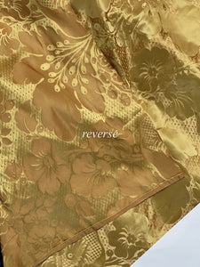 Antique Fabric French Lyon Silk Damask   Yellow