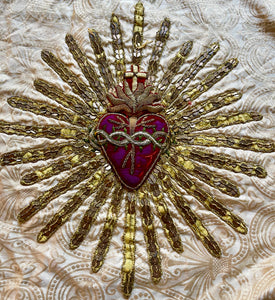 Antique Ecclesiastical Embroidery Sacred Heart