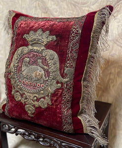 Antique Pillow Regal Lamb of God Armorial