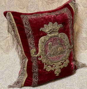 Antique Pillow Regal Lamb of God Armorial